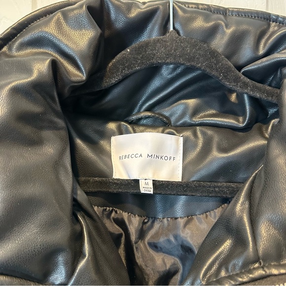 Rebecca Minkoff Black Faux Leather Puffer Oversized Jacket - Picture 9 of 10